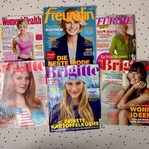 German Fashion and Lifestyle Magazine Bundle of 6 Brigitte, Freundin, Für Sie